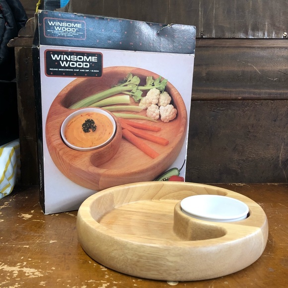 Winsome Wood round beechwood chip & dip 12” - Picture 2 of 9